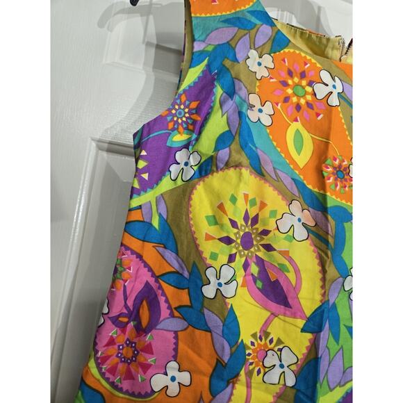 1960s Japanese Retro Mod Screen-Printed Shift Dress Bust 34 Small READ - Picture 10 of 16